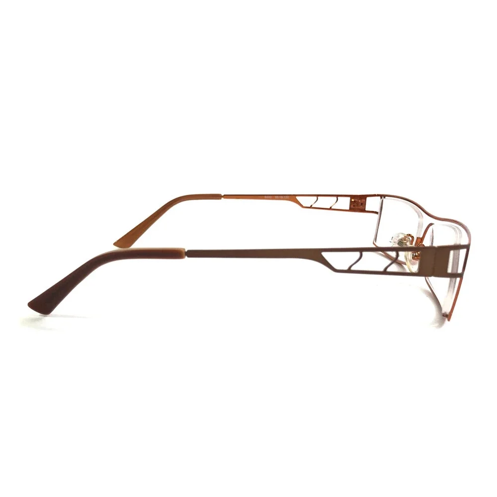 Bellagio Eyeglasses Frames C-01 B460 Brown Orange Rectangle Semi Rim 50-18-135